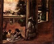 Edgar Degas Children Sat Down in the House Door painting